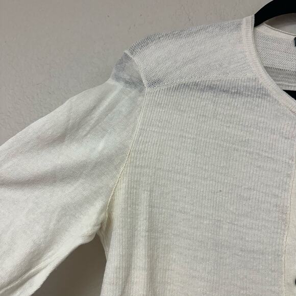 John Varvatos Mens Slim Fit Linen Henley Shirt Cream Size Medium - Picture 9 of 9